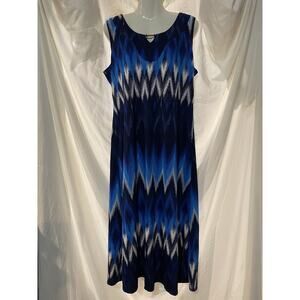 New Directions Midi Dress Women’s XL Blue Boho Work Casual Stretch Beads NEW